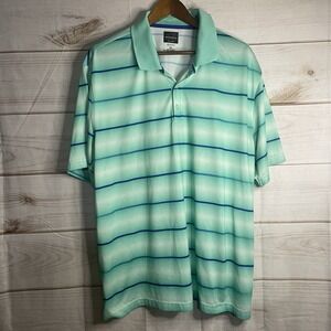 Greg Norman Tasso Elba Play Dry Golf Shirt Size 2XL Black Gray Striped Shark